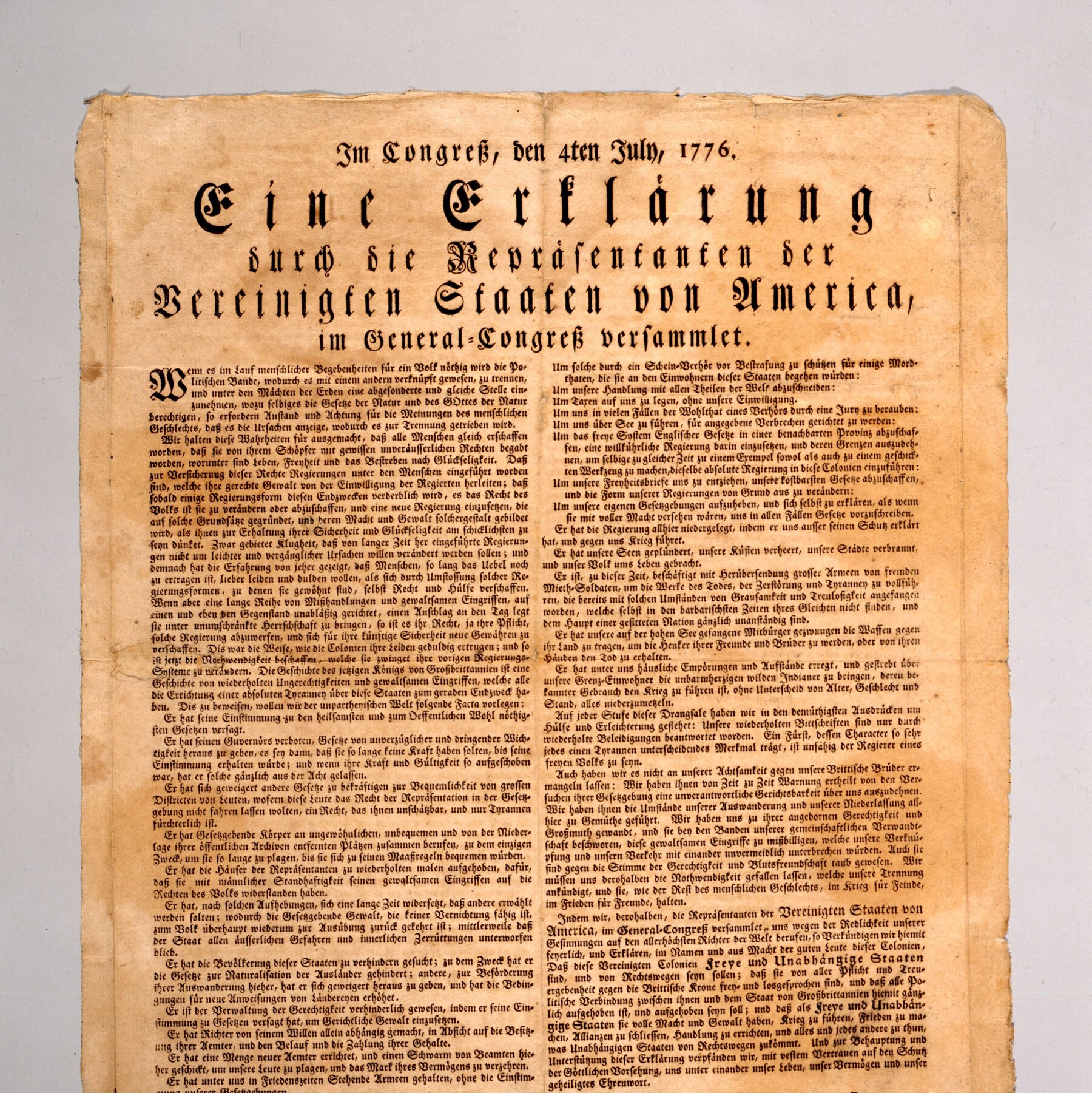 German Translation of U.S. Declaration of Independence Unveiled in Berlin for Nation’s 250th Anniversary