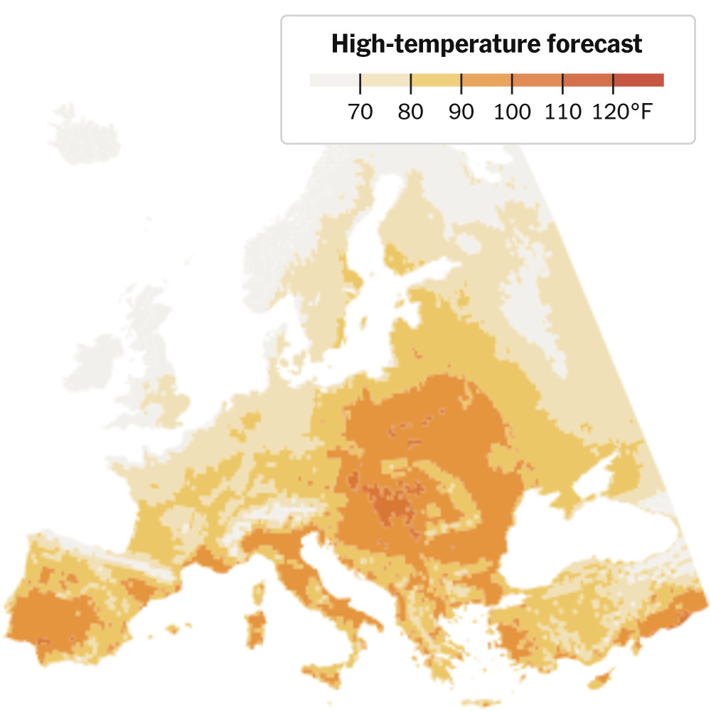 Europe's Heat Dome Shifts East After Shattering Records