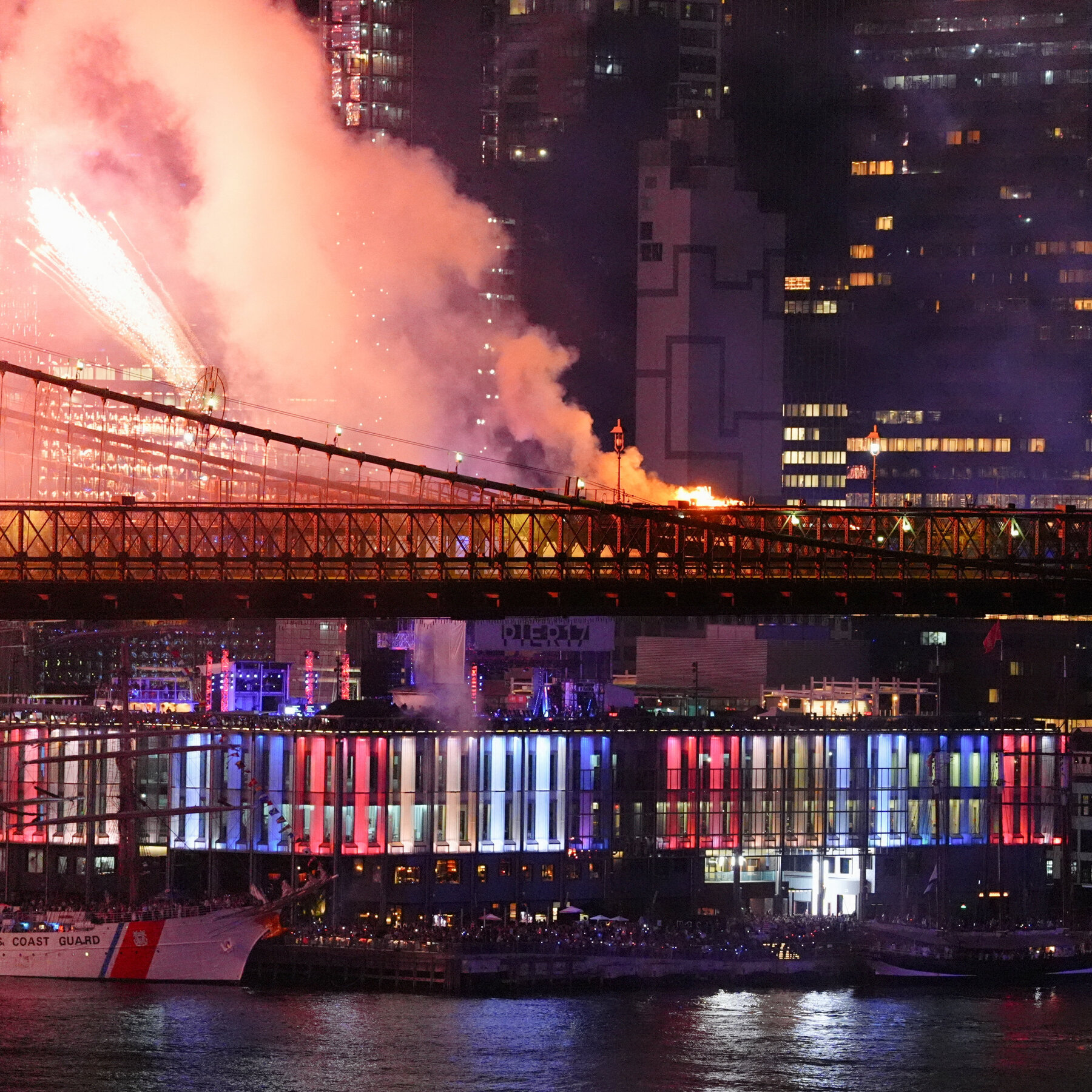 Brooklyn Bridge Ignites Briefly Amid Fireworks Display, No Injuries Reported