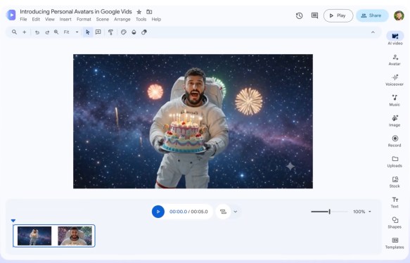 Google Vids adds feature letting users star in AI‑generated videos