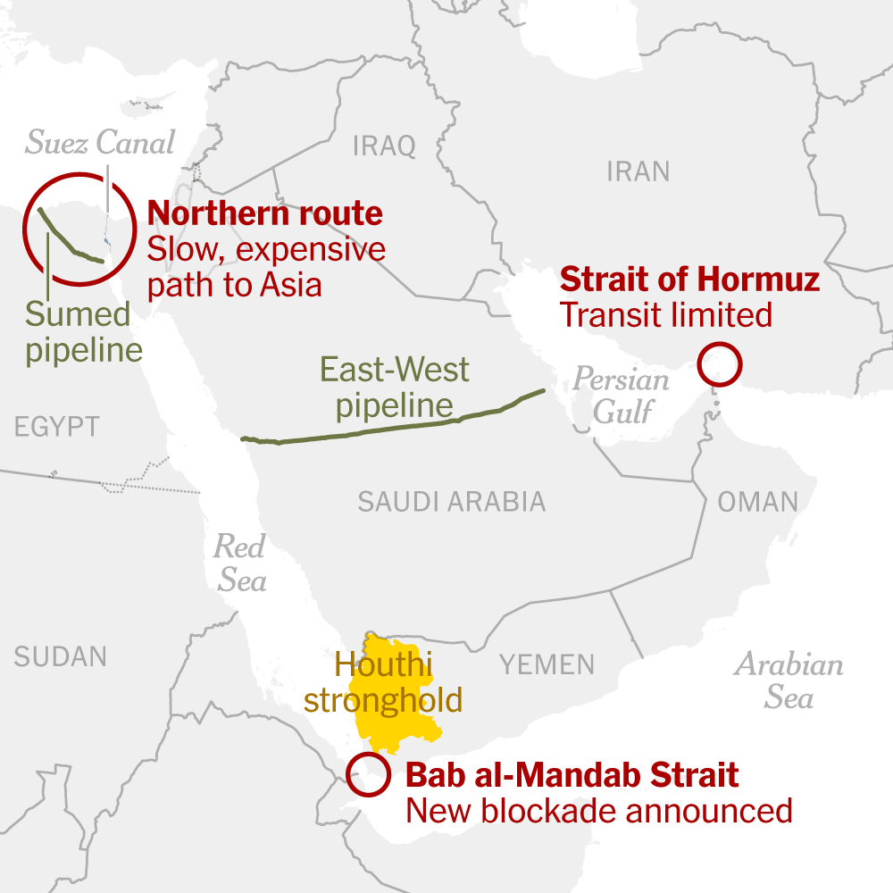 Houthi Militants Threaten Saudi Oil Diversions Through Red Sea Amid Ongoing Iran Conflict